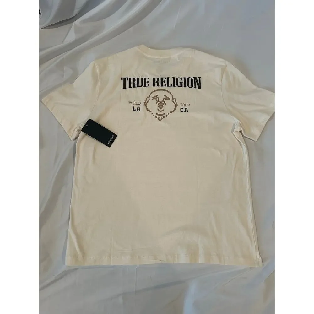 True Religion Men's Off-White World Tour LA Graphic T-Shirt Horseshoe NWT L